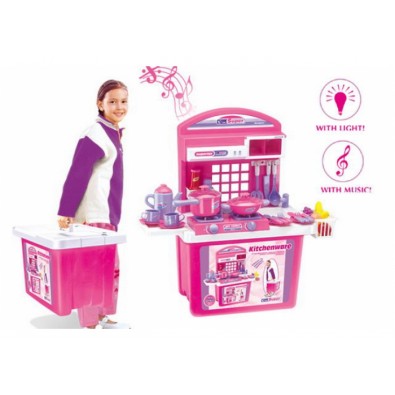 G21 Dětská kuchyňka s příslušenstvím v kufru růžová