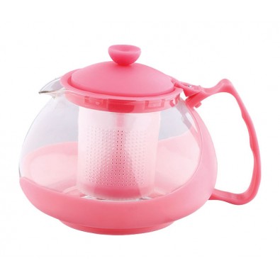 RENBERG Konvice na čaj sklo plast 750 ml růžová