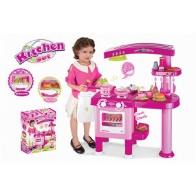 Dětská kuchyňka velká s příslušenstvím růžová