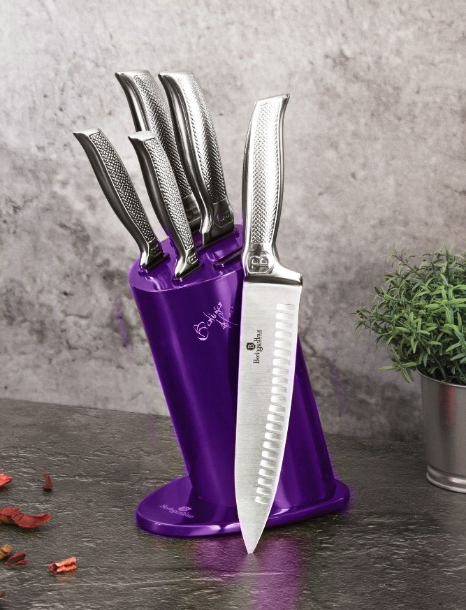 Sada nožů ve stojanu 6 ks Royal Purple Metallic Line Kikoza Collection BH-2270