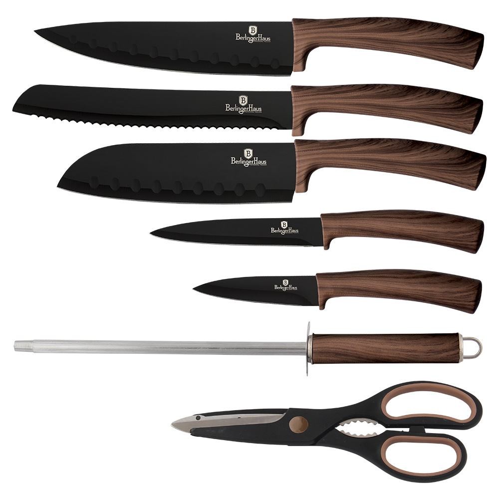 BERLINGERHAUS Sada nožů s nepřilnavým povrchem Forest Line Ebony Rosewood 8 ks