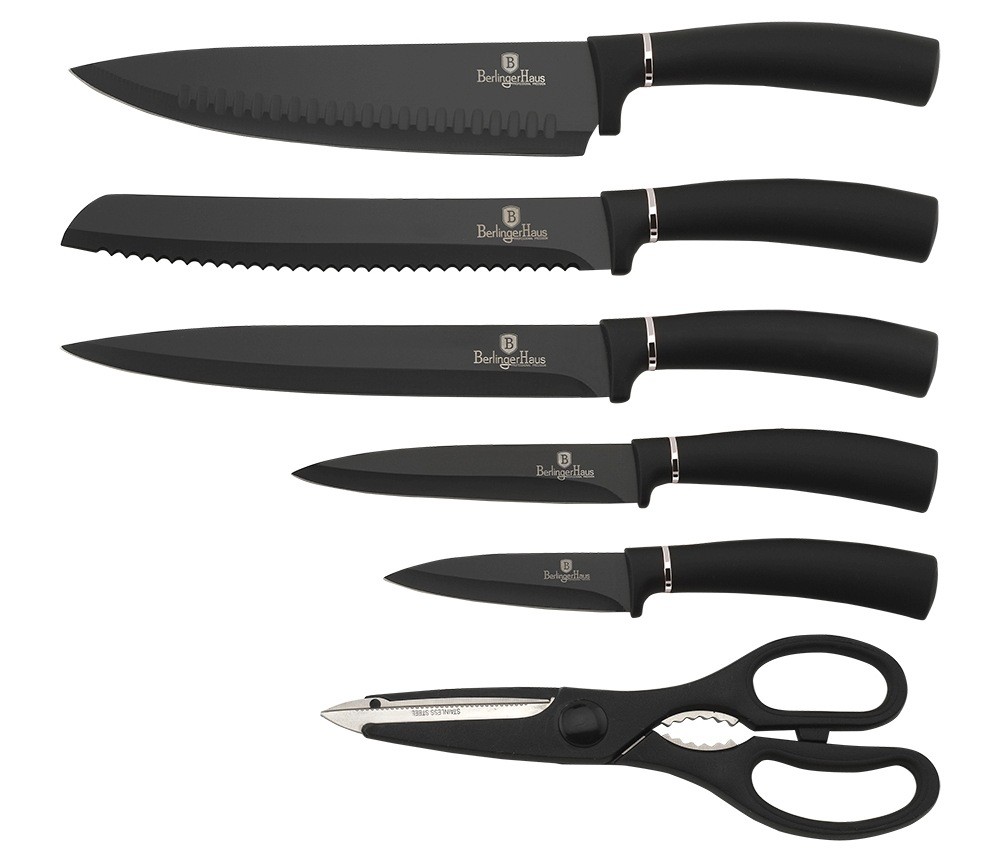 Sada nožů ve stojanu 7 ks Black Silver Collection - design.vady