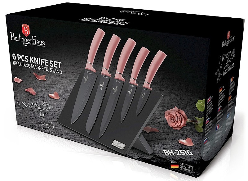 BERLINGERHAUS Sada nožů s magnetickým stojanem 6 ks I-Rose Edition