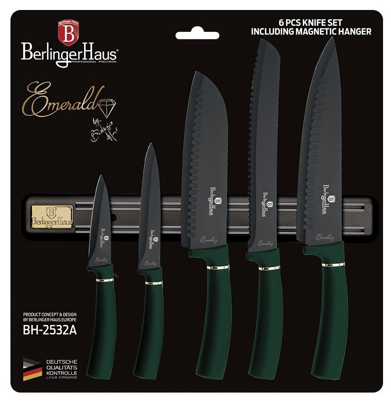 BERLINGERHAUS Sada nožů s magnetickým držákem 6 ks Emerald Collection