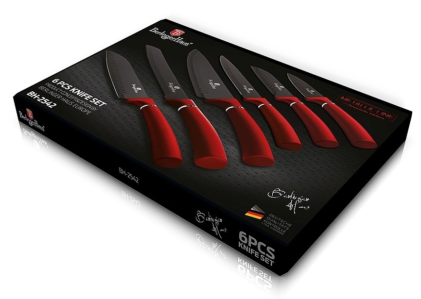 BERLINGERHAUS Sada nožů s nepřilnavým povrchem 6 ks Burgundy Metallic Line