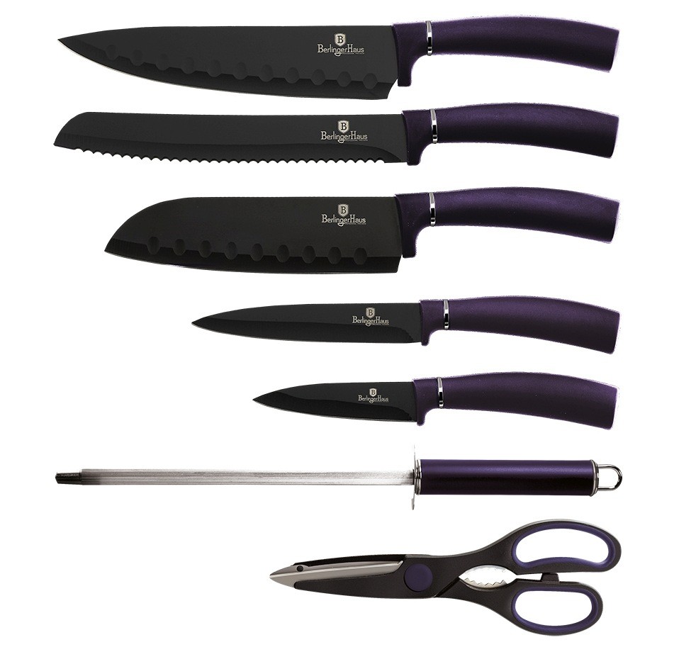 Sada nožů ve stojanu 8 ks Purple Metallic Line