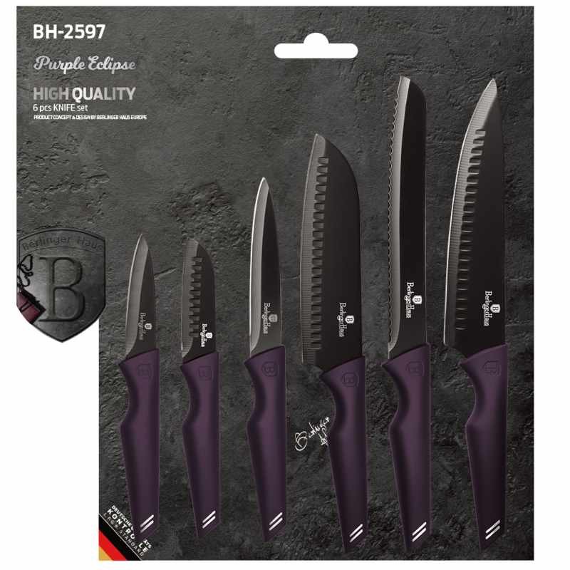 Sada nožů s nepřilnavým povrchem 6 ks Purple Eclipse Collection