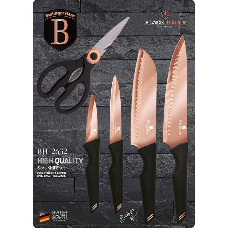 Sada nožů s nepřilnavým povrchem 5 ks Black Rose Collection