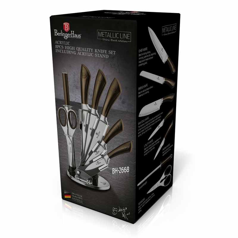 BERLINGERHAUS Sada nožů ve stojanu nerez 8 ks Shiny Black Collection