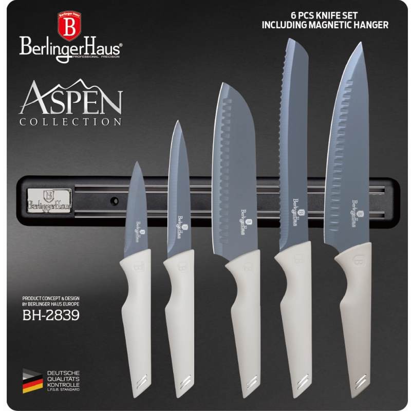 Sada nožů s magnetickým držákem 6 ks Aspen Collection