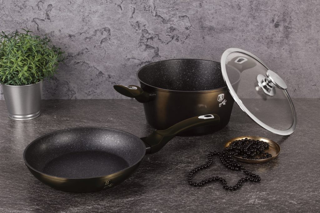BERLINGERHAUS Sada nádobí s mramorovým povrchem 13 ks Shiny Black Collection