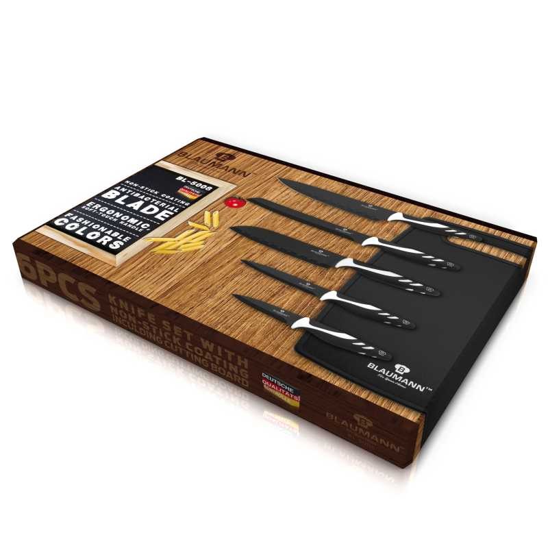BLAUMANN Sada nožů s nepřilnavým povrchem + prkénko 6 ks NonStick Chef