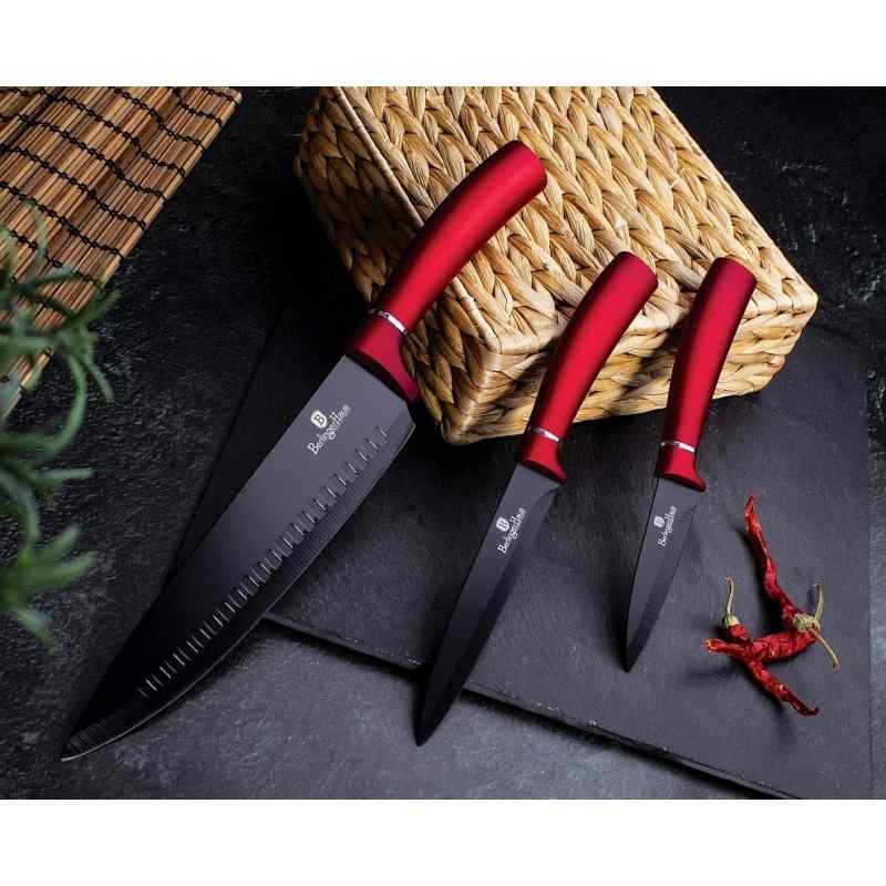 BERLINGERHAUS Sada nožů a kuchyňského náčiní ve stojanu 12 ks Burgundy Metallic Line
