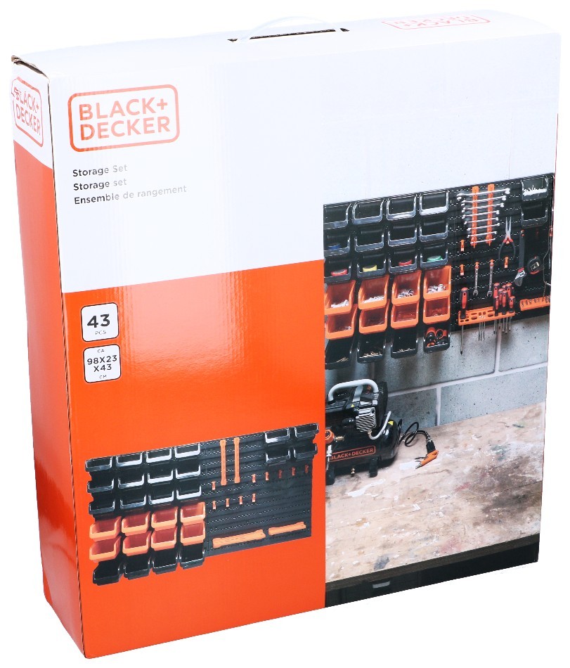 BLACKDECKER Závěsná stěna na nářadí s příslušenstvím sada 43 ks
