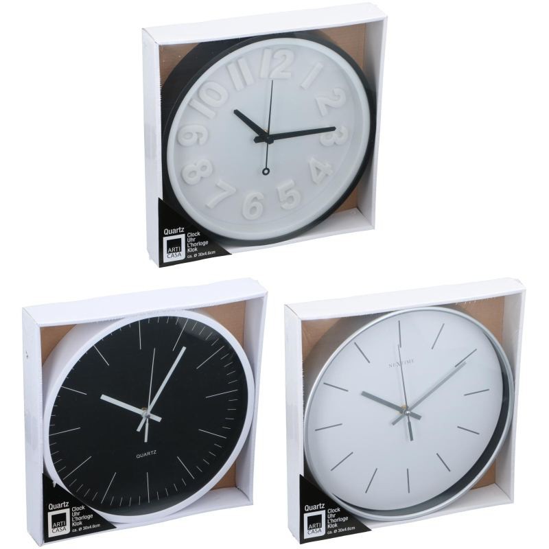 ARTICASA Nástěnné hodiny 30 cm bílá / černá