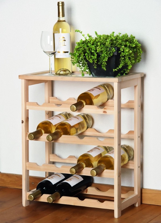 Stojan na víno dřevěný 16 lahví