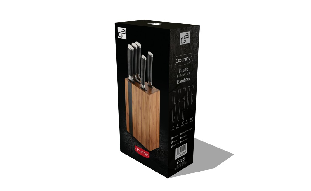 Sada nožů G21 Gourmet Rustic 5 ks + bambusový blok