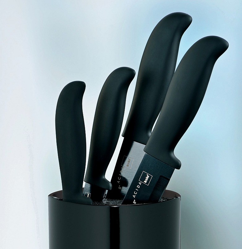 Sada kuchyňských nožů 5 ks ve stojanu ACIDA černá KL-11287