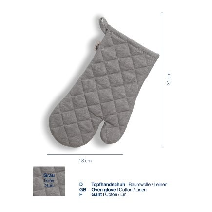 KELA Chňapka rukavice do trouby Puro 55%bavlna/45%len šedá 31,0x18,0cm