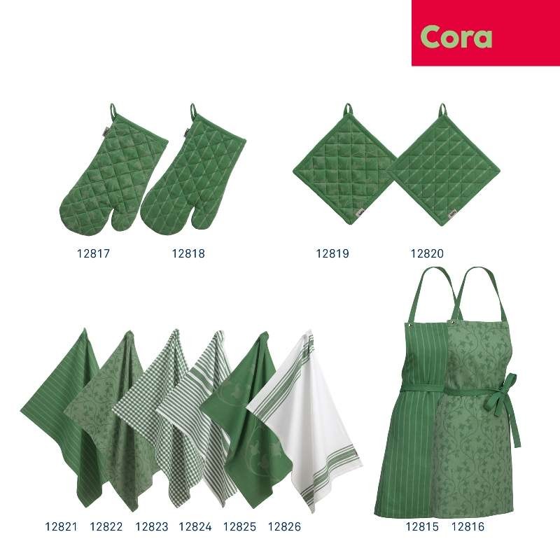 Zástěra Cora 100% bavlna světle zelená/zelený vzor 80,0x67,0cm KL-12816
