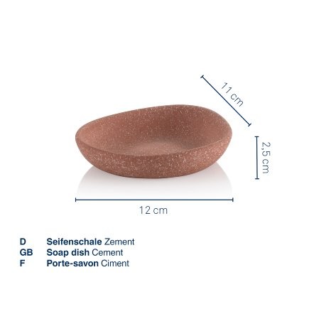 Miska na mýdlo Roda cement terra 12,0x11,0x2,5cm