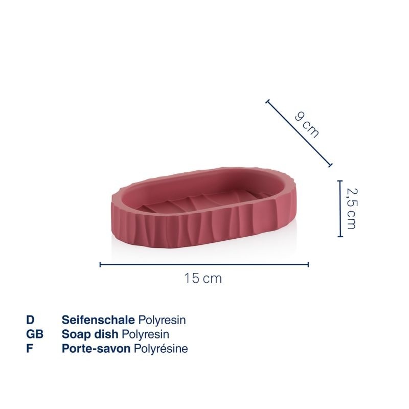 Miska na mýdlo Merida polyresin malinová červená 15,0x9,0x2,5cm