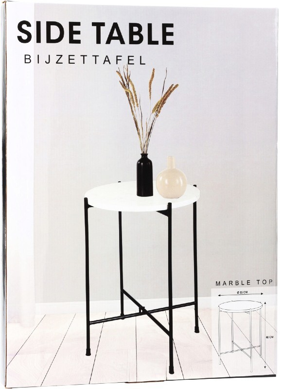 Odkládací stolek mramorový bílý 35x46 cm