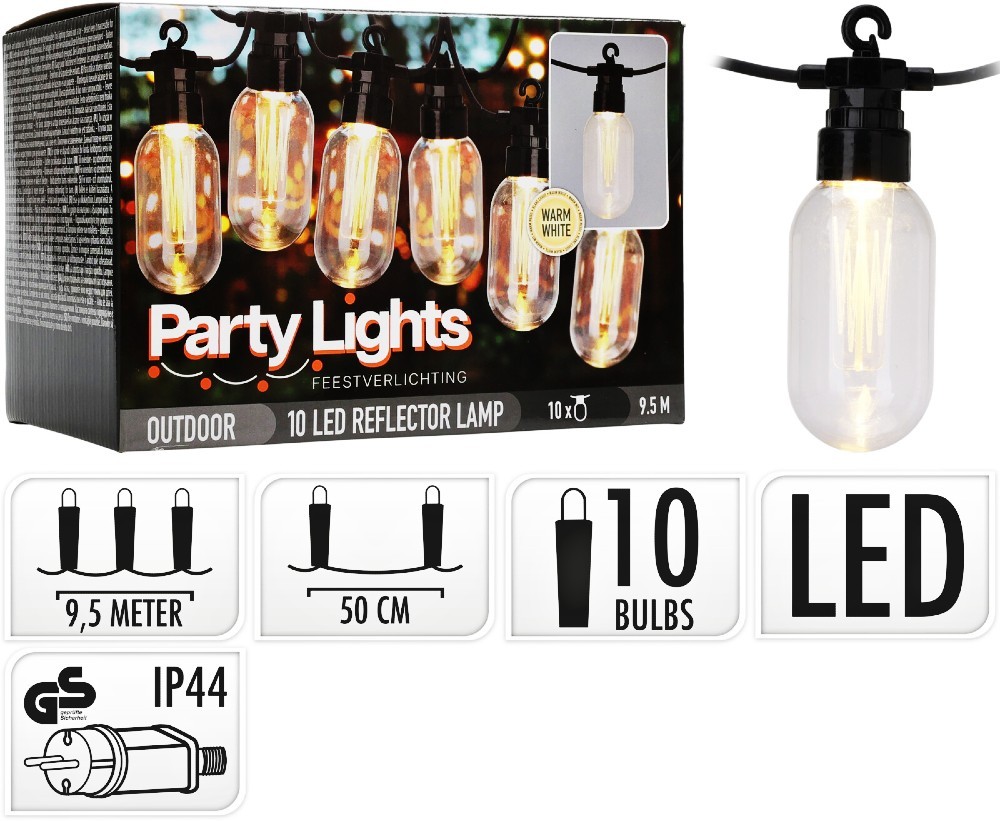 Světelný řetěz žárovky  LED PARTY 10 ks 9,5m