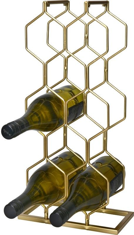 Stojan na víno kovový 8 lahví zlatá