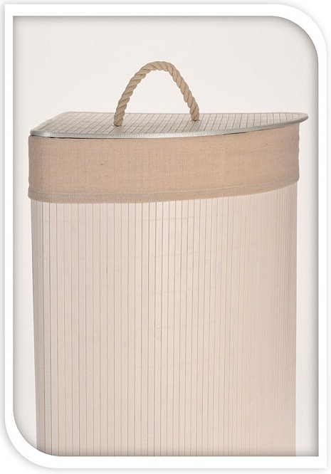 EXCELLENT Koš na prádlo rohový bambus 35 x 35 x 60 cm bílá
