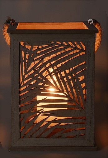 PROGARDEN Lucerna dřevěná se vzorem 18 x 25,5 cm