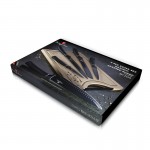 Sada nožů s nepřilnavým povrchem + prkénko 6 ks Black Silver Collection