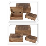 Úložné boxy s víkem sada 3 ks mangové dřevo