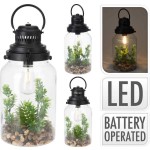 PROGARDEN Lucerna s LED žárovkou a umělou rostlinou