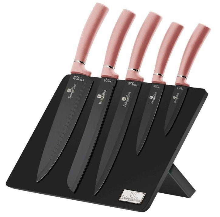 Levně BERLINGERHAUS Sada nožů s magnetickým stojanem 6 ks I-Rose Edition BH-2516