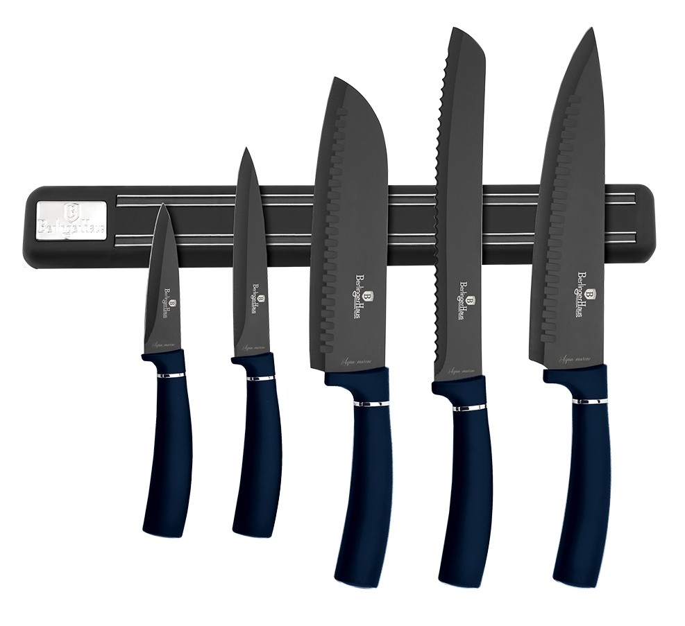 Levně BERLINGERHAUS Sada nožů s magnetickým držákem 6 ks Aquamarine Metallic Line BH-2537