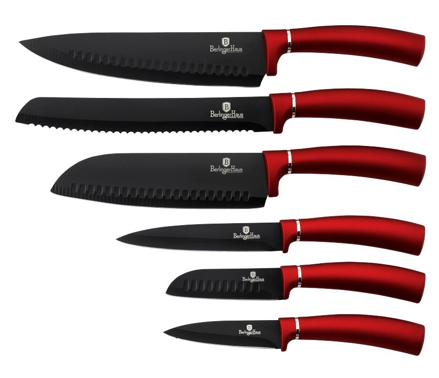 Levně BERLINGERHAUS Sada nožů s nepřilnavým povrchem 6 ks Burgundy Metallic Line BH-2542
