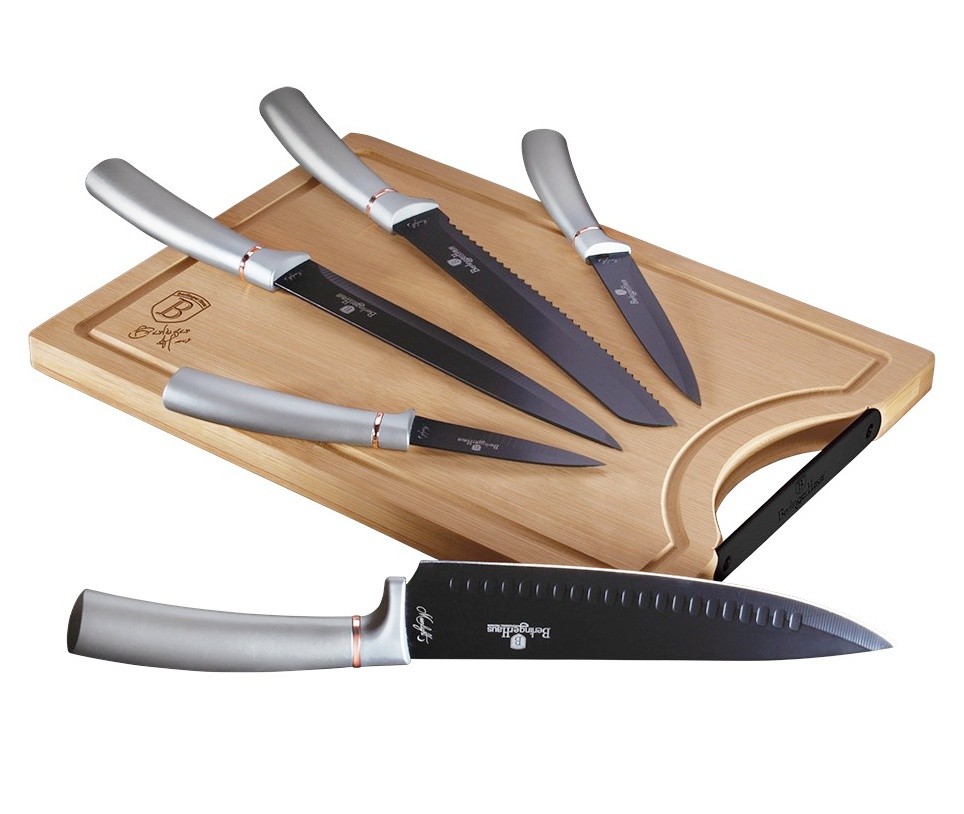 Levně BERLINGERHAUS Sada nožů s nepřilnavým povrchem + prkénko 6 ks Moonlight Edition BH-2556