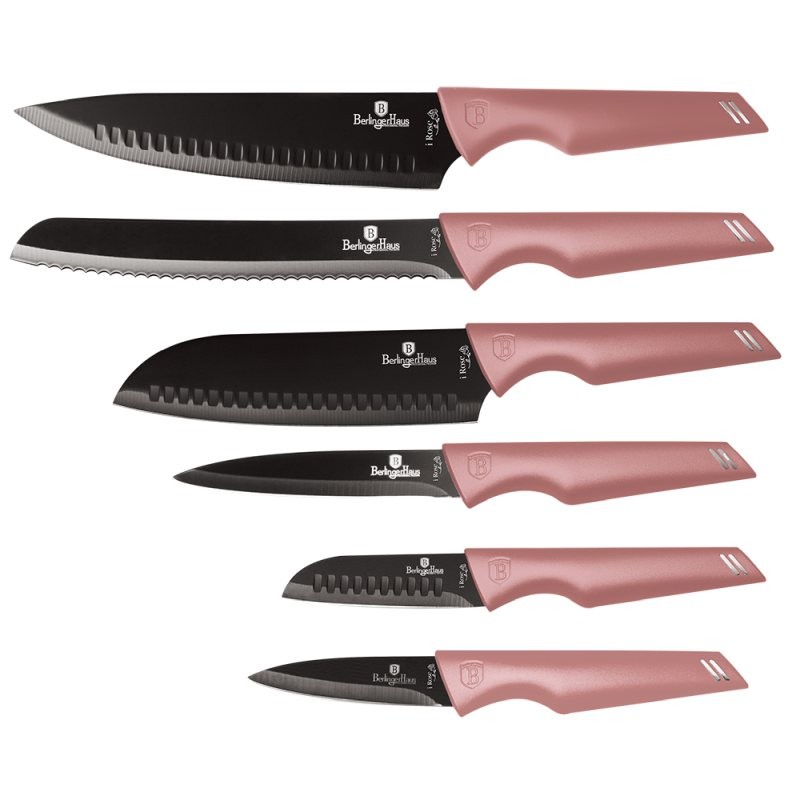 Levně BERLINGERHAUS Sada nožů s nepřilnavým povrchem 6 ks I-Rose Edition BH-2595
