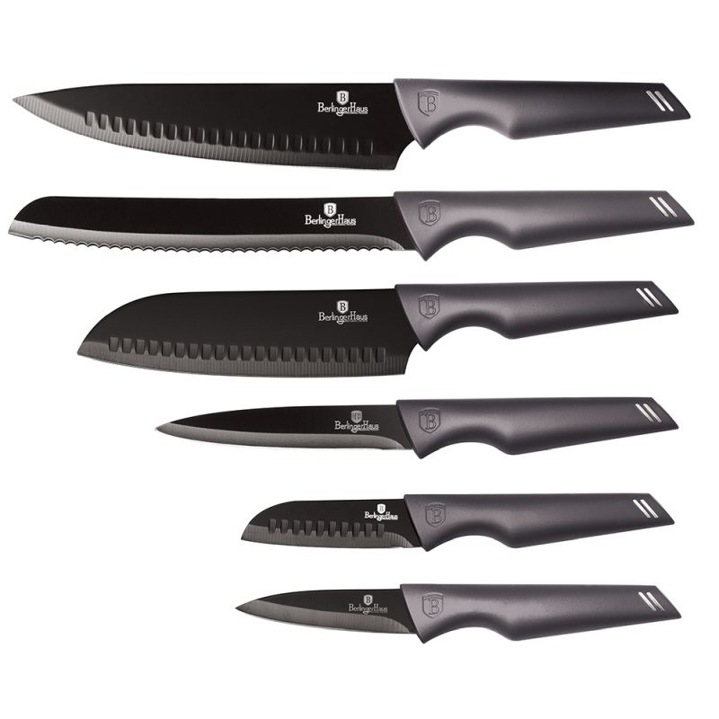 Levně BERLINGERHAUS Sada nožů s nepřilnavým povrchem 6 ks Carbon Pro Edition BH-2596