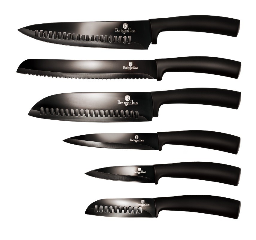 Levně BERLINGERHAUS Sada nožů s nepřilnavým povrchem 6 ks Shiny Black Collection BH-2649