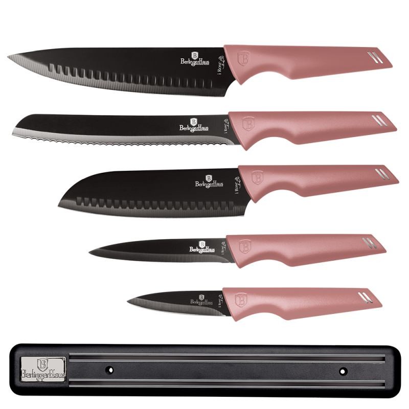 Levně BERLINGERHAUS Sada nožů s magnetickým držákem 6 ks I-Rose Edition BH-2700