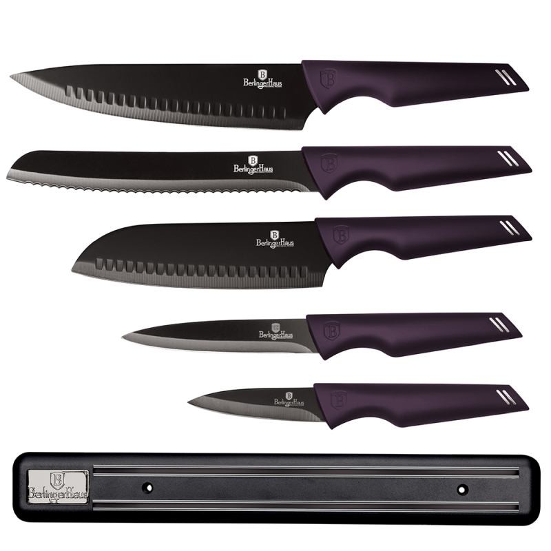 Levně BERLINGERHAUS Sada nožů s magnetickým držákem 6 ks Purple Eclipse Collection