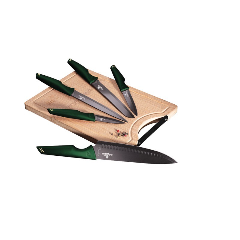 Levně BERLINGERHAUS Sada nožů + prkénko 6 ks Emerald Collection