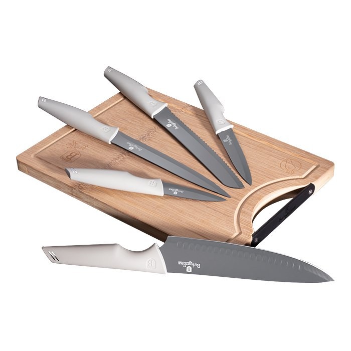 BERLINGERHAUS Sada nožů s nepřilnavým povrchem + prkénko 6 ks Aspen Collection BH-2838