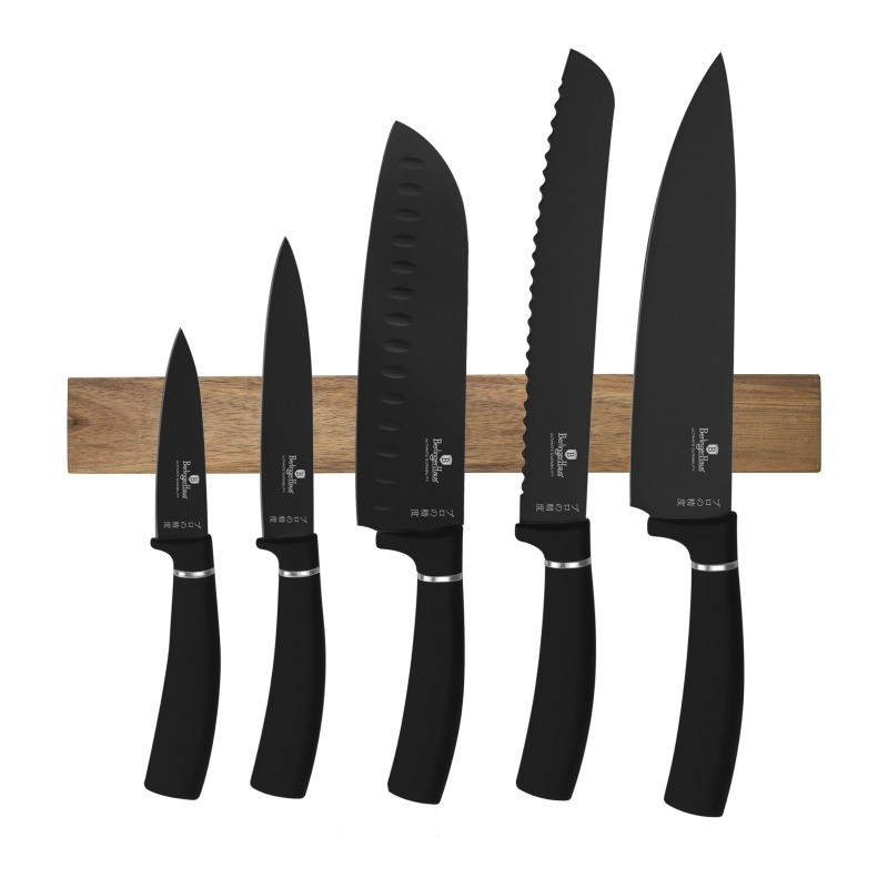 Sada nožů s magnetickým držákem 6 ks Matte Black Collection