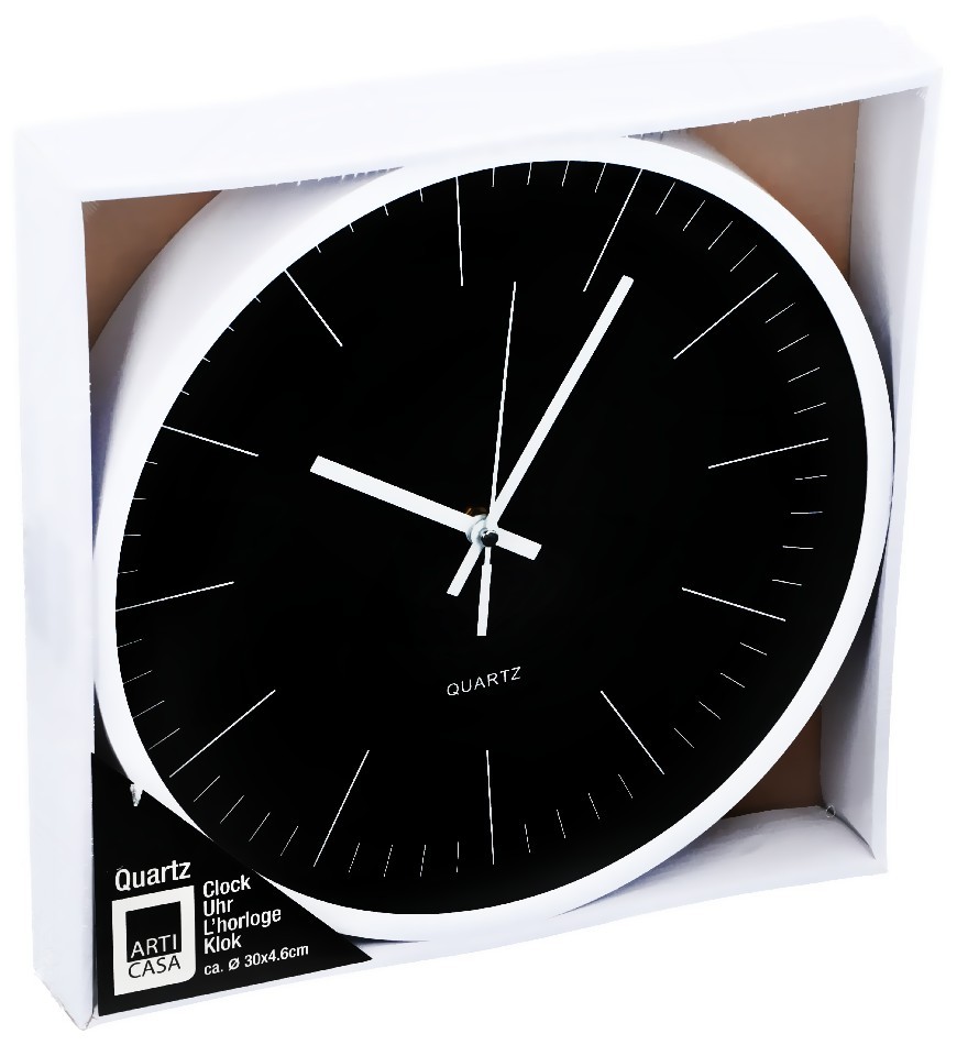 Levně ARTICASA Nástěnné hodiny 30 cm bílá / černáED-224296bila