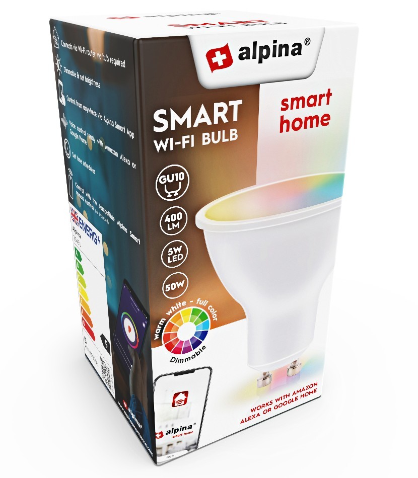 Levně ALPINA Chytrá žárovka LED RGB WIFI bílá + barevná GU10ED-225431