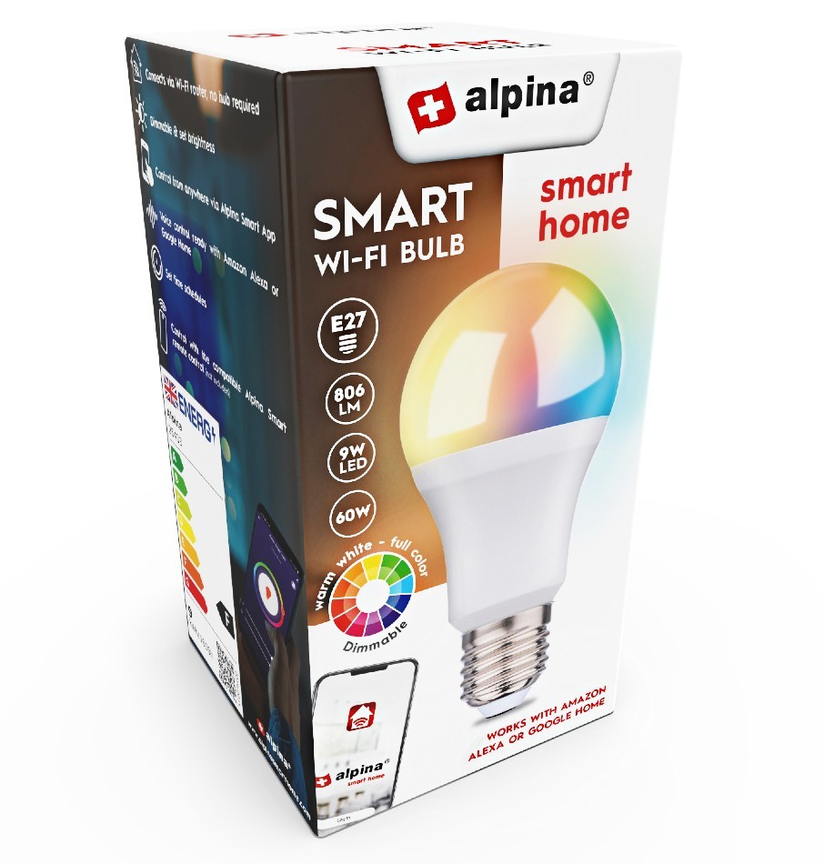 Levně ALPINA Chytrá žárovka LED RGB WIFI bílá + barevná E27ED-225433