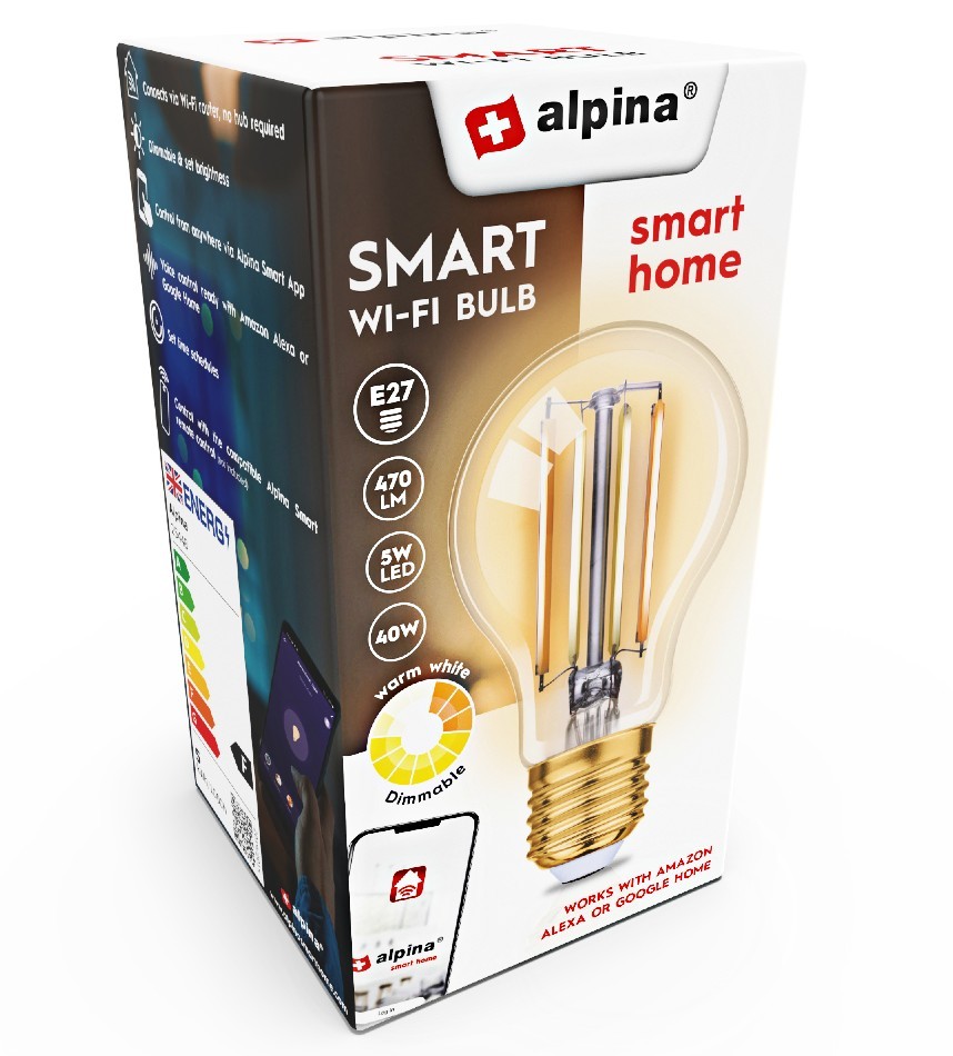 ALPINA Chytrá žárovka LED WIFI bílá stmívatelná E27 470LMED-225448